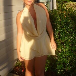 Elegant Cream Halter Dress